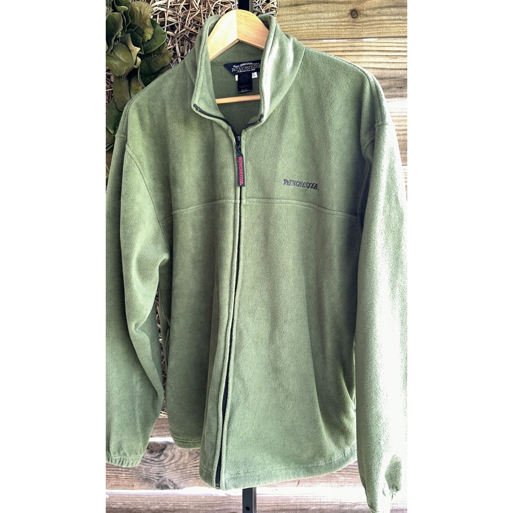 Winchester Men's Green Fleece Full Zip-Up Sweatshirt Size L Long Sleeve